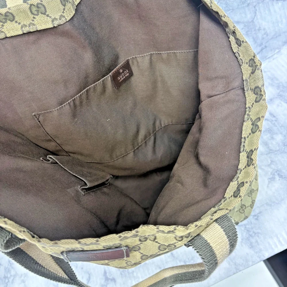 Rare Green Gucci Tote Bag Large GG Canvas Baby School Teacher Sports Travel City